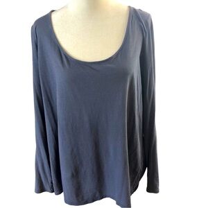 J Jill Featherweight Scoopneck Pima Cotton Tee Women XL Gray  Long Sleeves